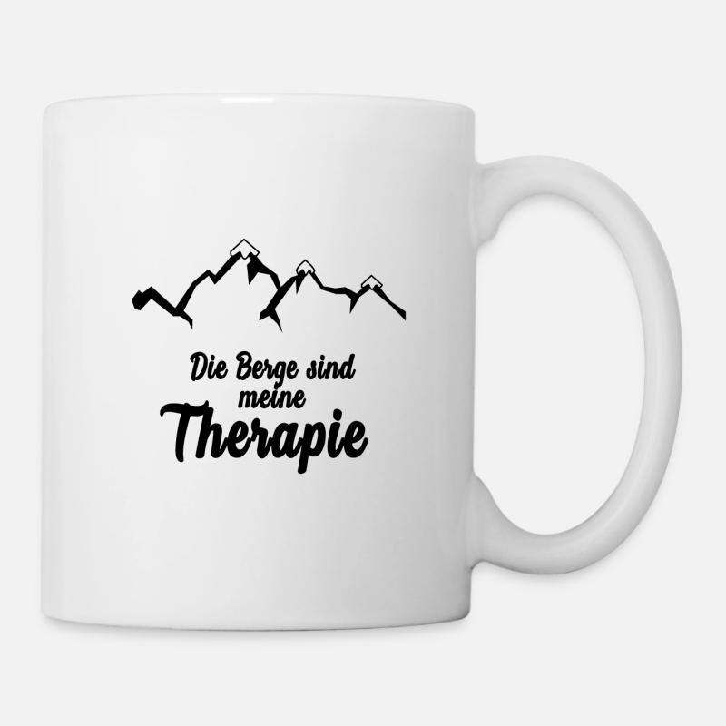 Berge sind meine Therapie Spruch Geschenk Klettern - Tasse - Weiß