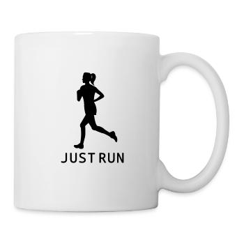 Just run female running jogging marathon girl - Mug - white - Right