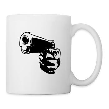 gun hand gun - Mug - white - Right