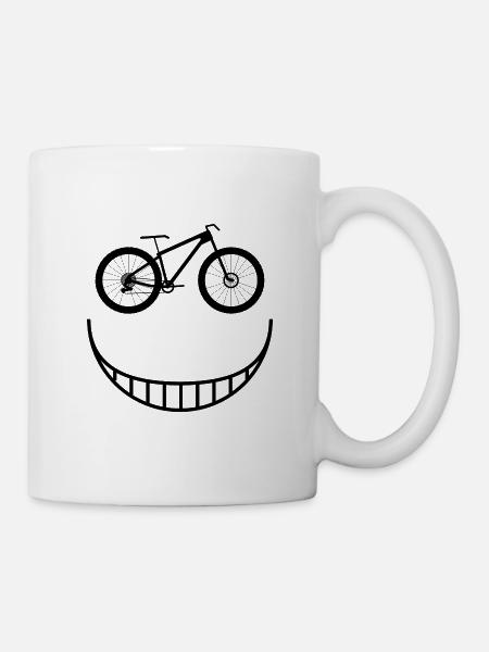 Mountainbike Bike Fahrrad Gesicht Grimasse. Eine l - Tasse - Weiß