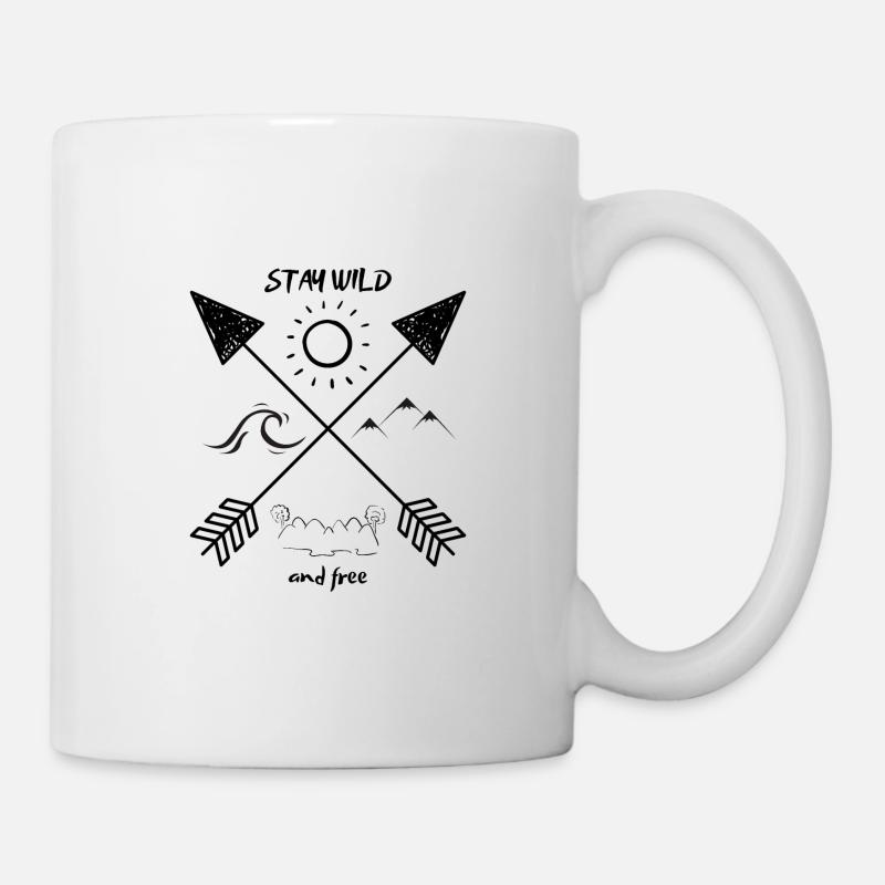 Stay wild and free! black font - Mug - white