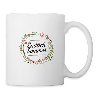 Endlich Sommer | Blumen Design | Geschenkidee - Tasse - Weiß - Rechts