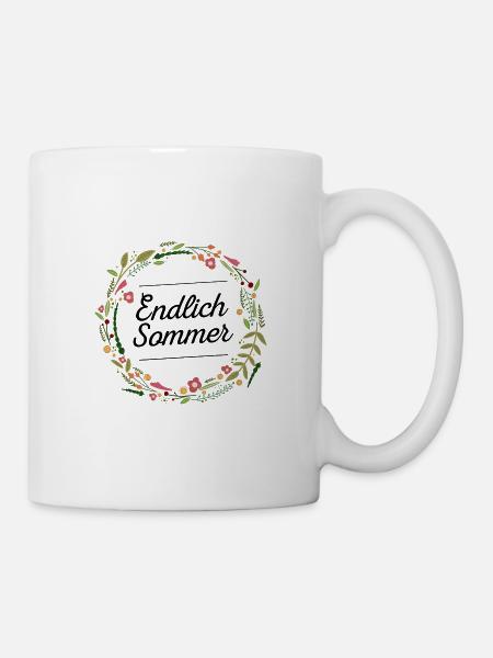 Endlich Sommer | Blumen Design | Geschenkidee - Tasse - Weiß