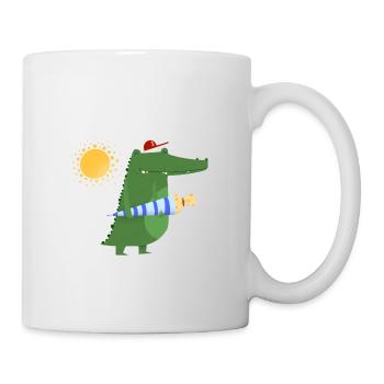 Schulkind Krokodil | Schulbeginn | Geschenkidee - Tasse - Weiß - Rechts