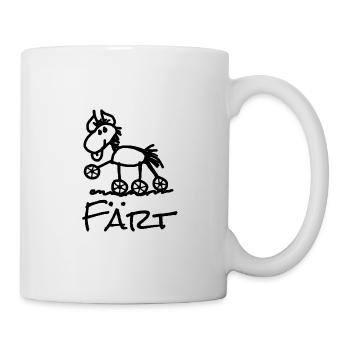 Lustiges Färt Pferd auf Rollen - Tasse - Weiß - Rechts