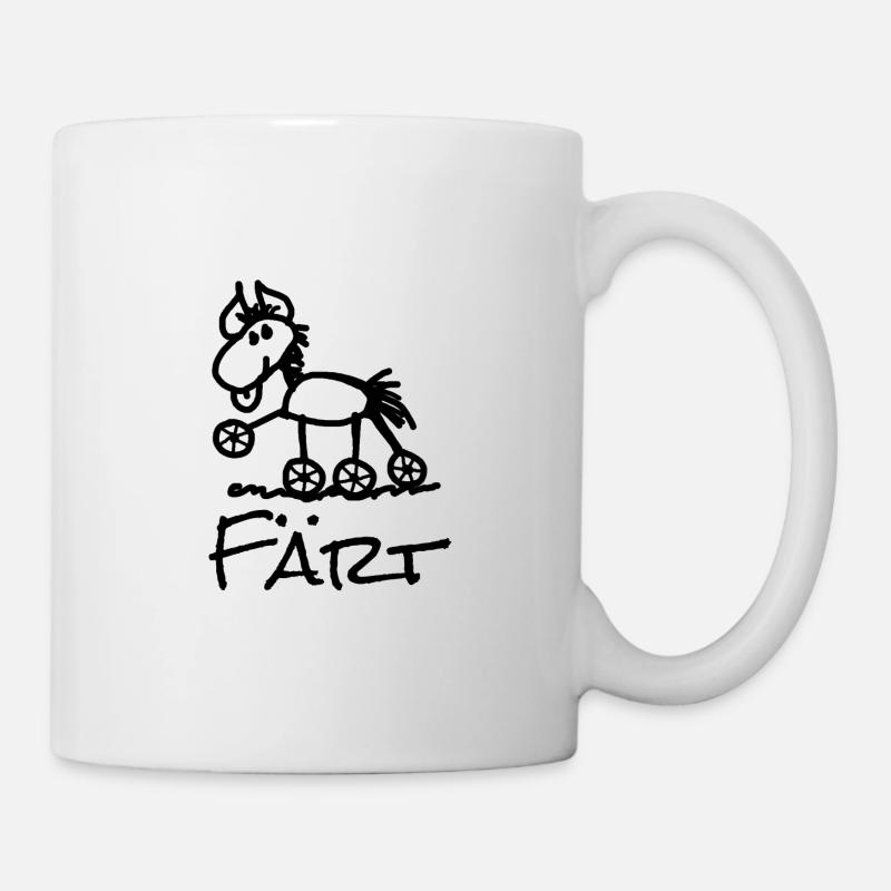 Lustiges Färt Pferd auf Rollen - Tasse - Weiß
