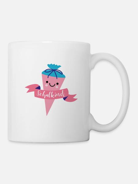 Schultüte in rosa - Tasse - Weiß