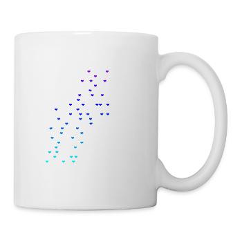 Bunte Herzen blau Geschenkidee - Tasse - Weiß - Rechts