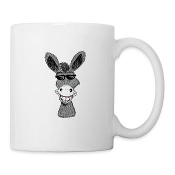 Lustiger Esel Mit Sonnenbrille Geschenkidee Pferde - Tasse - Weiß - Rechts