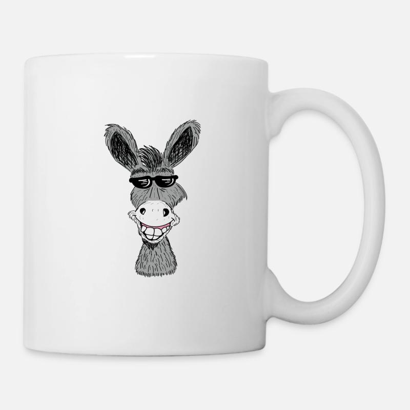 Lustiger Esel Mit Sonnenbrille Geschenkidee Pferde - Tasse - Weiß