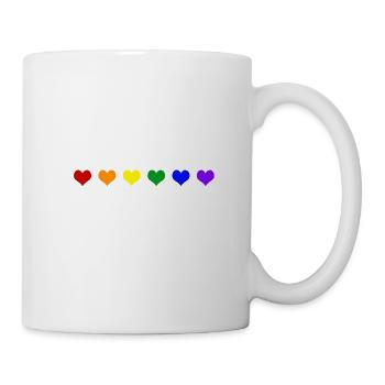 Regenbogen Herzen, Gay, Pride - Tasse - Weiß - Rechts