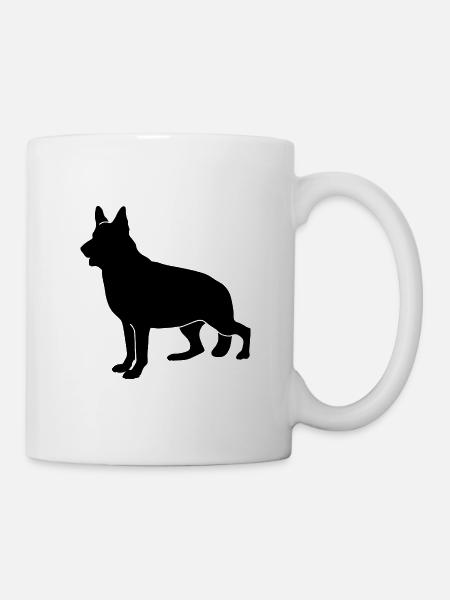 Silhouette allemande de Schaeferhund - Mug blanc - blanc