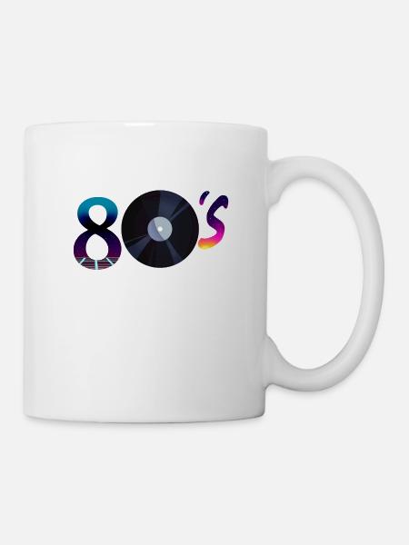 Années 80 disque vinyle vinyle musique rétro - Mug blanc - blanc