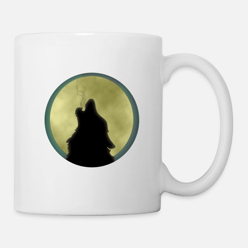 wolf moonlight howl - Mug - white