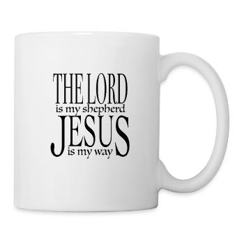 Der Herr ist mein Hirte Jesus ist mein Weg - Kleidung - Tasse - Weiß - Rechts