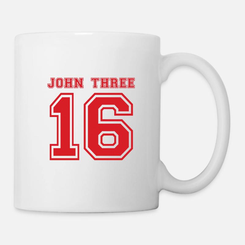 John Thre 16 red - John 3:16 saying - Mug - white