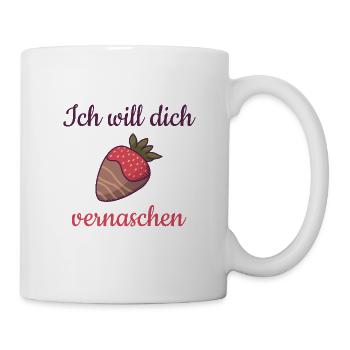 Valentinstag will dich vernaschen Liebe Erdbeere - Tasse - Weiß - Rechts