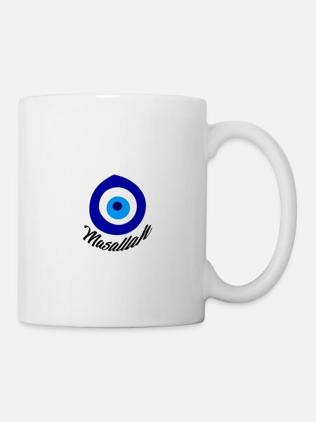 Nazar Boncuk porte-bonheur, protection oculaire vigilante - Mug blanc - blanc