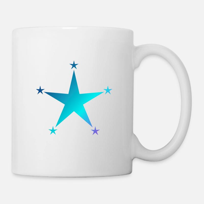 étoile bleue avec petites étoiles, étoile, étoiles - Mug blanc - blanc