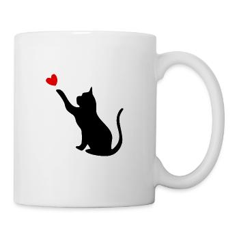 Chat avec coeur - Mug blanc - blanc - Droite