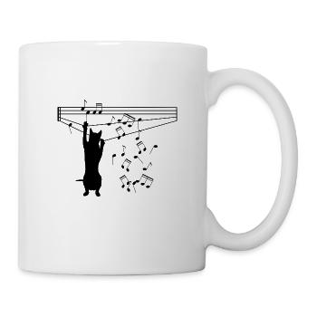 Cat plays with notes - Mug - white - Right