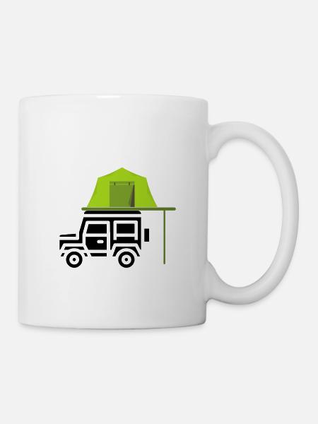 Roof tent Jeep - Safari - Camping - Mug - white