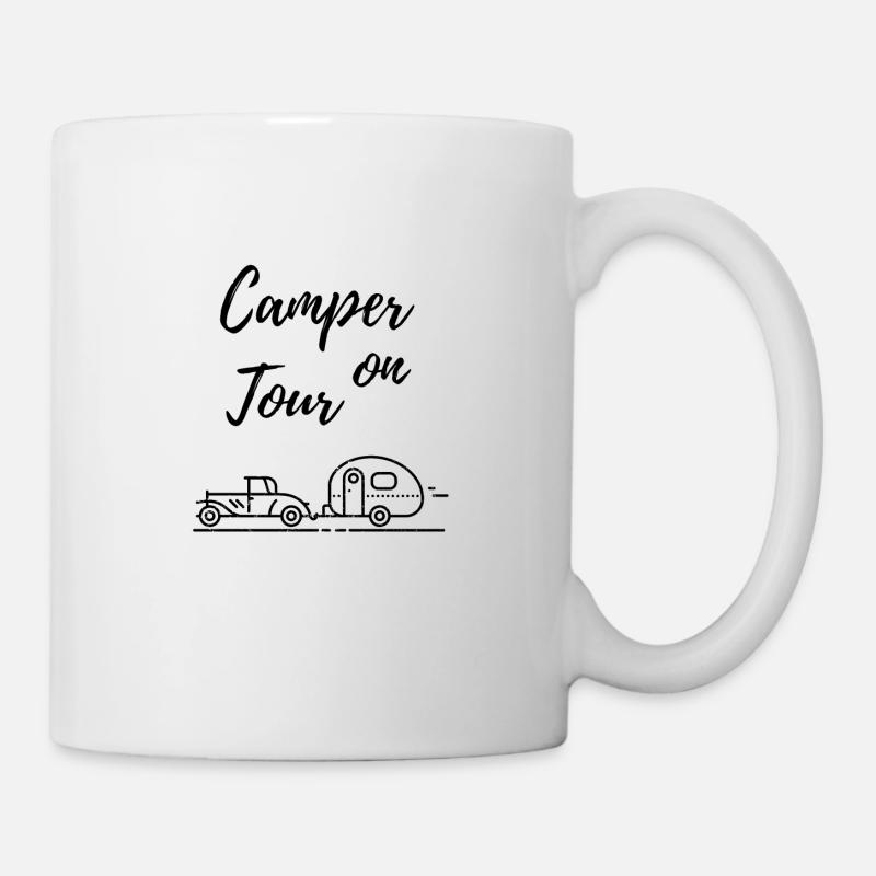 Camper on Tour Wohnwagen Gespann - Tasse - Weiß