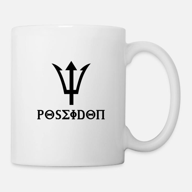 Design Poseidon avec idée cadeau trident noir - Mug blanc - blanc