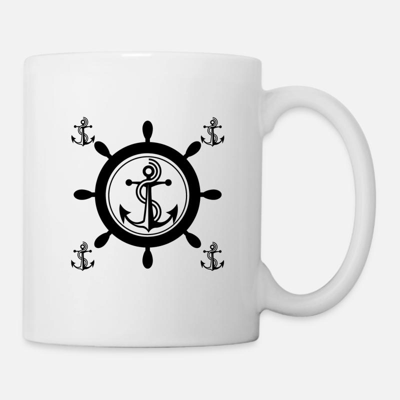 schiffsruder mit anker,anker schiffsruder - Tasse - Weiß