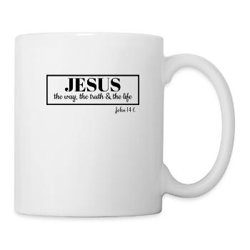 Johannes 14: 6 Bibelvers Jesus ist der Weg, auf dem die Wahrheit lebt - Tasse - Weiß - Rechts