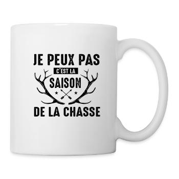 Je peux pas c'est la saison de la chasse | humour. - Mug blanc - blanc - Droite
