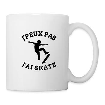 Je peux pas j'ai skate | cadeau humour skateboard - Mug blanc - blanc - Droite