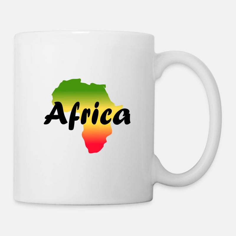 T-shirt africa vert jaune rouge reggae - Mug blanc - blanc