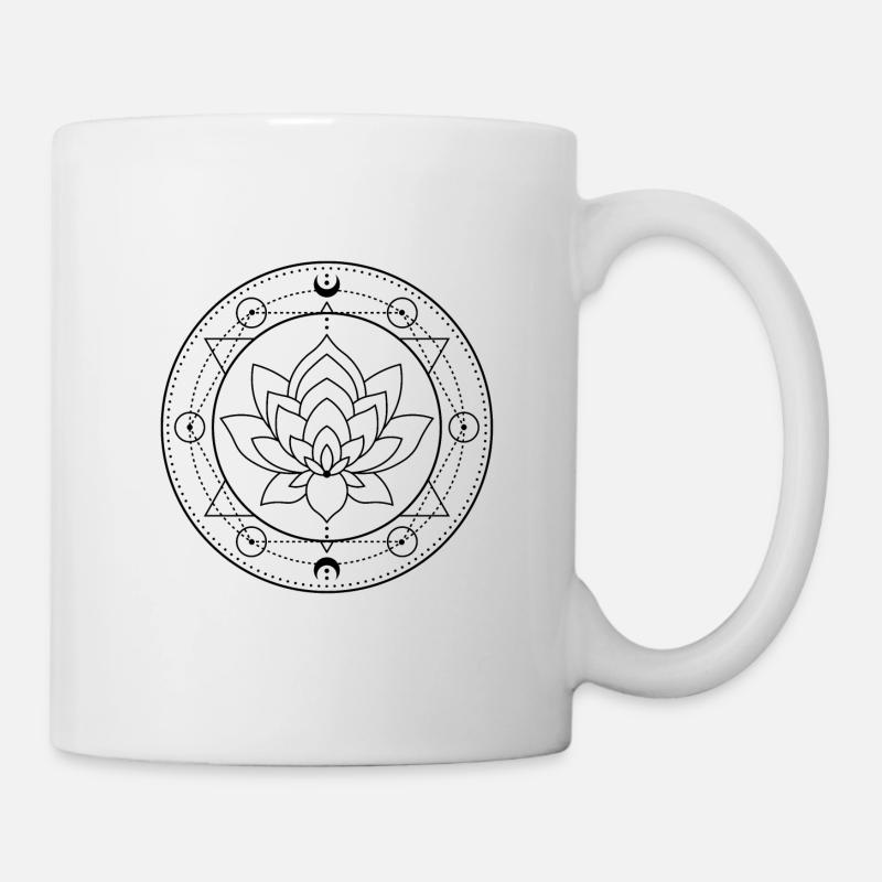 Lotus Lune Géométrie sacrée - Mug blanc - blanc