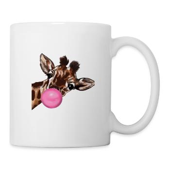 Giraffe with bubble gum - Mug - white - Right