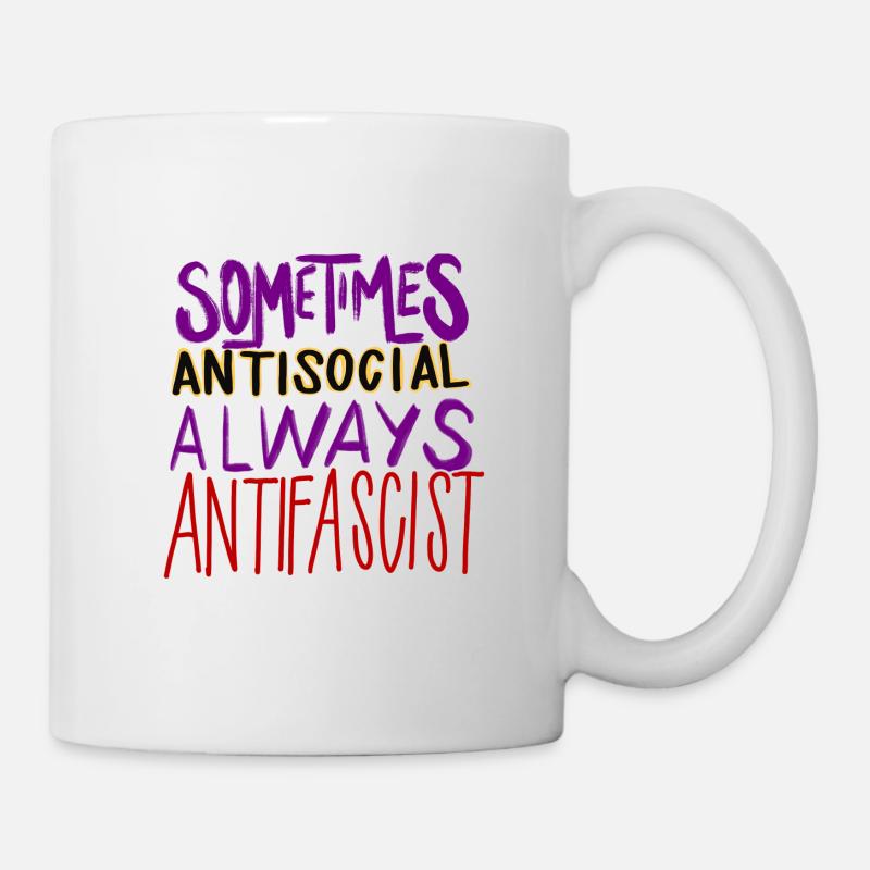 ANTIFASCISTE ANTISOCIAL - Mug blanc - blanc