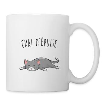 T shirt Chat Humour Chat m'épuise - Mug blanc - blanc - Droite