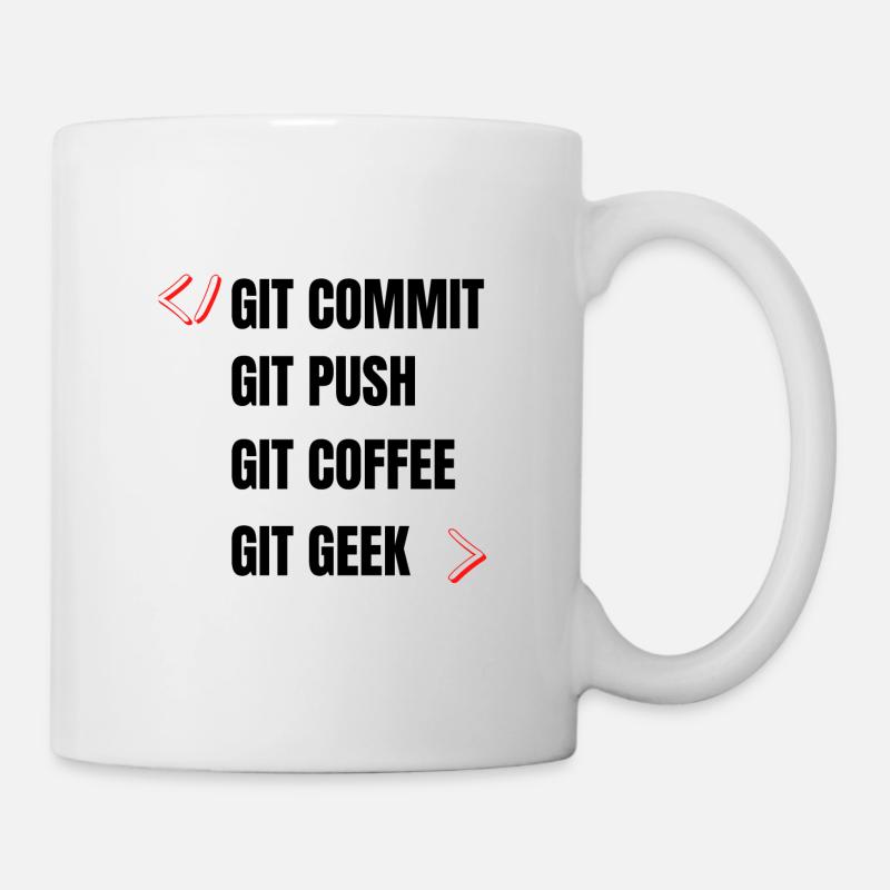 git commit git push git coffee git geek développeu - Mug blanc - blanc