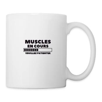 tee-shirt muscles en cours, veuillez patienter - Mug blanc - blanc - Droite