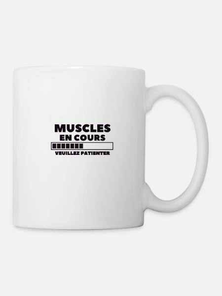 tee-shirt muscles en cours, veuillez patienter - Mug blanc - blanc
