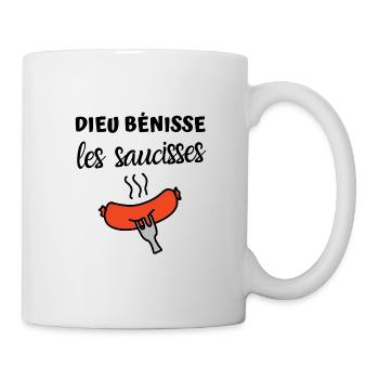 Dieu bénisse saucisses humour anniversaire drôles - Mug blanc - blanc - Droite
