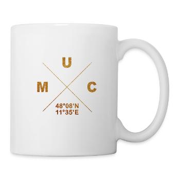 München MUC Koordinaten Geschenk Heimat Bayern - Tasse - Weiß - Rechts