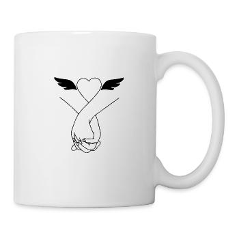 Drawing friendship hands fingers wings heart - Mug - white - Right