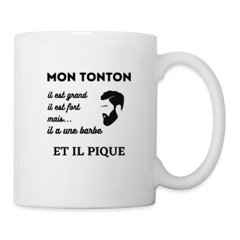 Mon tonton barbu il pique - Mug blanc - blanc - Droite