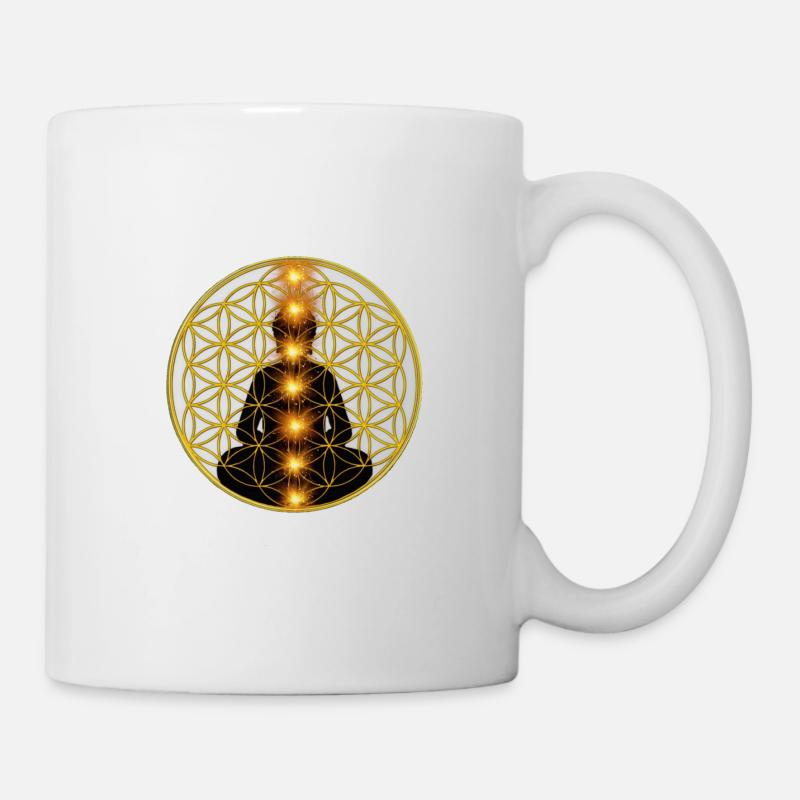 Fleur de vie méditation chakras - Mug blanc - blanc