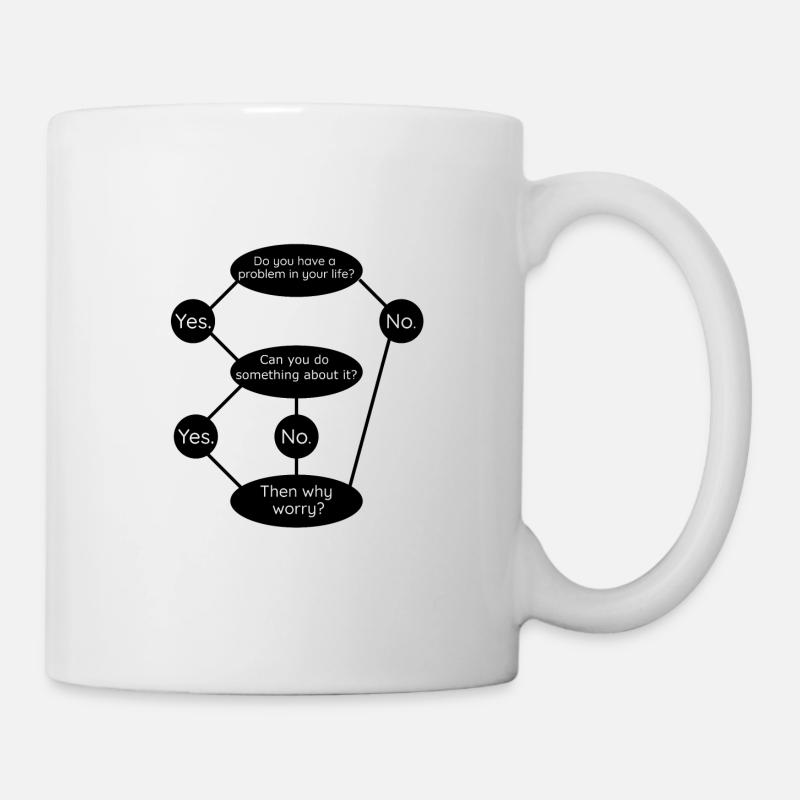 Then Why Worry? Keine Sorgen Entspannt Glücklich - Tasse - Weiß