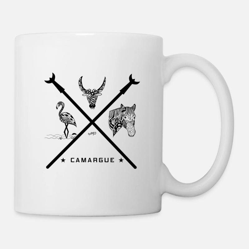 Schwarzes Camargue-Emblem - Tasse - Weiß