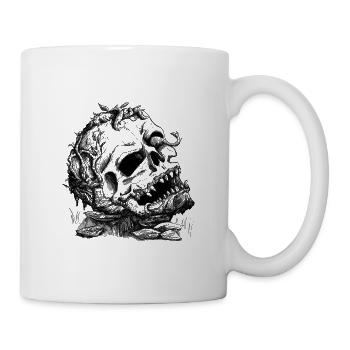 Verwachsener Totenschädel - Tasse - Weiß - Rechts