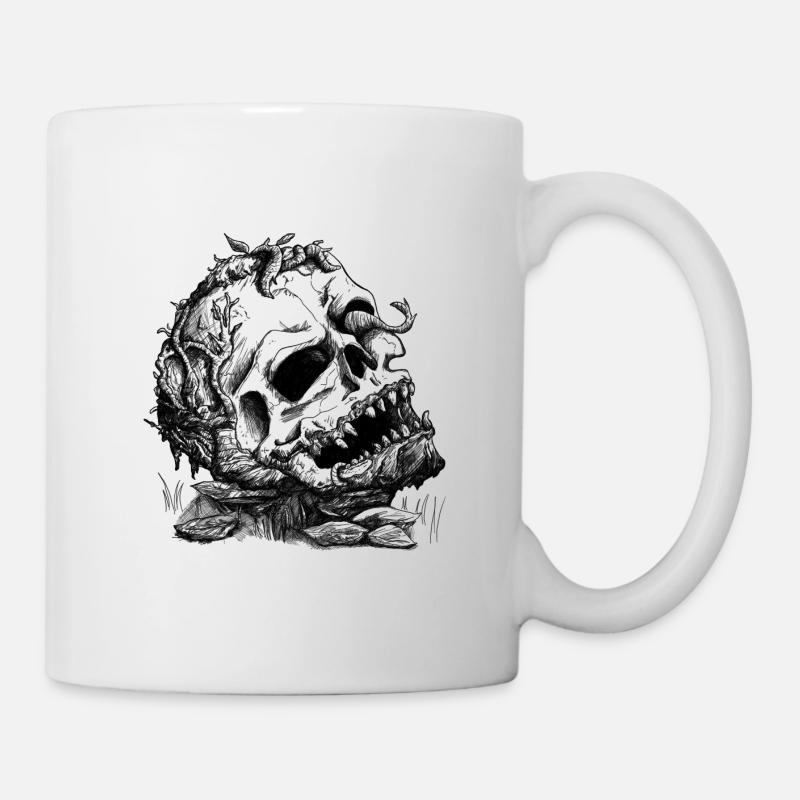 Verwachsener Totenschädel - Tasse - Weiß