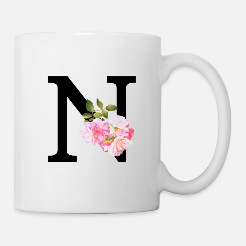 Vorname Buchstabe N Strauß Blumen Geburtstagsgeschenk - Tasse - Weiß